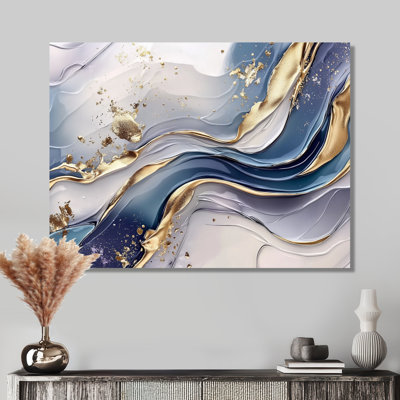 «Golden Silence Of Minimal Marble Waterfall II», art mural minimaliste abstrait