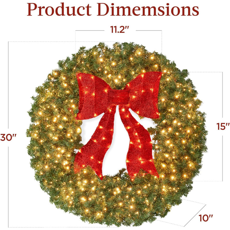 Décoration de Noël pour sapin de Noël artificielle pré-éclairée pour la porte, manteau de cheminée avec arc lumineux, 130 lumières DEL, 220 pointes en PVC, prise de courant
