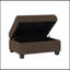 Repose-pieds de rangement moderne avec dessus capitonné et revêtement en tissu brun, meubles en bois massif pour le style et la fonctionnalité