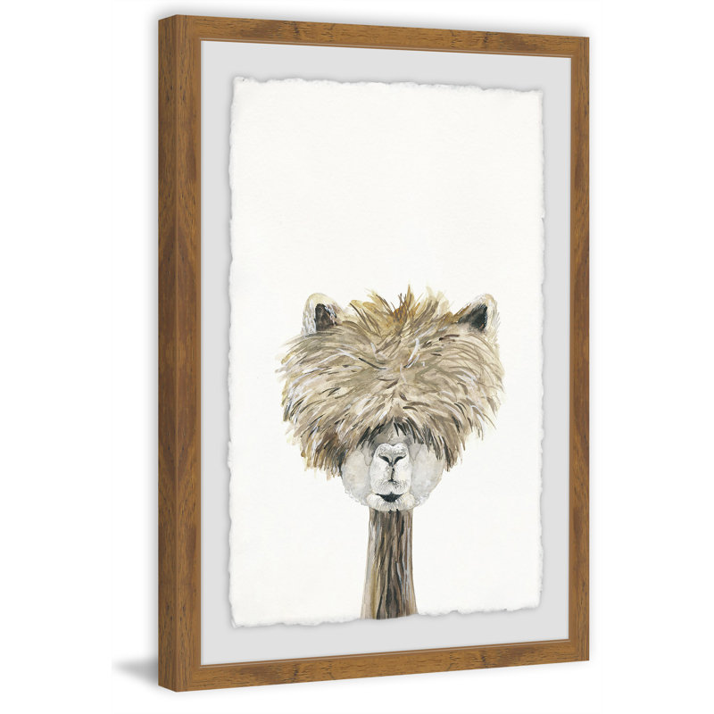 «Haired Llama», reproduction encadrée, H 24 po x l 16 po x P 1,5 po, Tapis à bords frangés