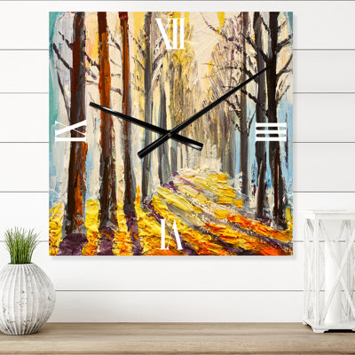 Sunshine Through the Autumn Trees - Lake House Wall Clock