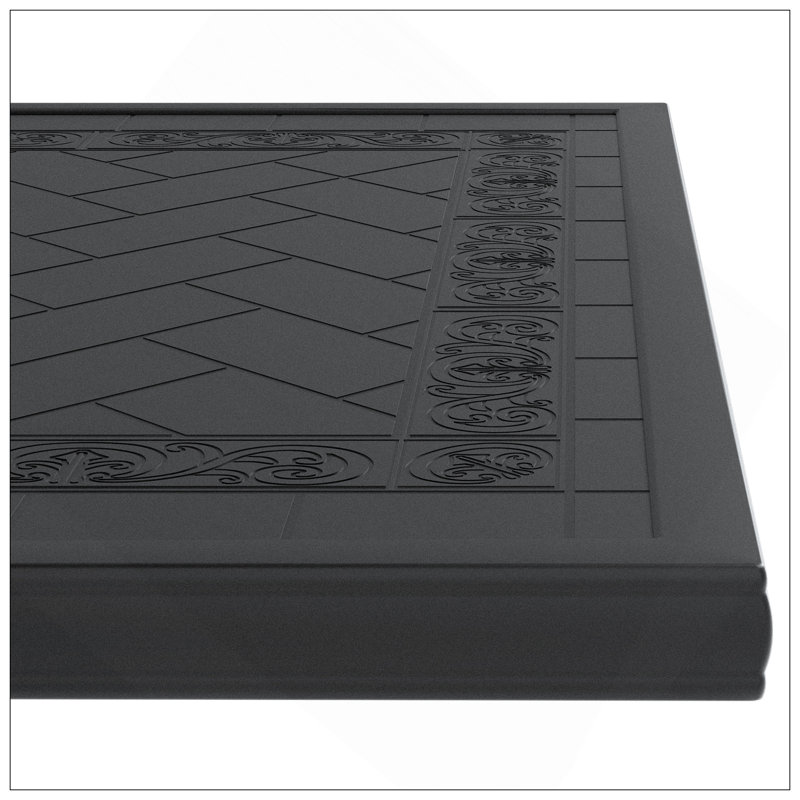 L 59,05 po x l 35,43 po, table de salle à manger en aluminium coulé avec cadre noir et texture sculptée sur le plateau de table