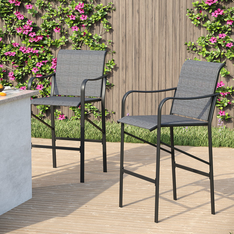Chaises de patio en polyester avec accoudoirs, Brun