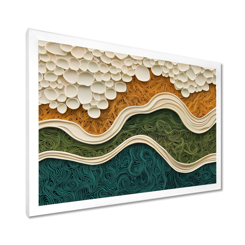 Biomorphism Earth Rhythm In Chaos I - abstraction lyrique, art mural, H 16 po x l 32 po, Blanc