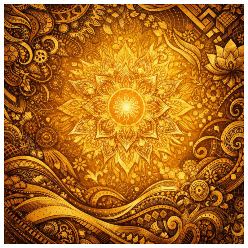 Rideaux de douche Intricate Golden Mandala, 70in W x 72in H