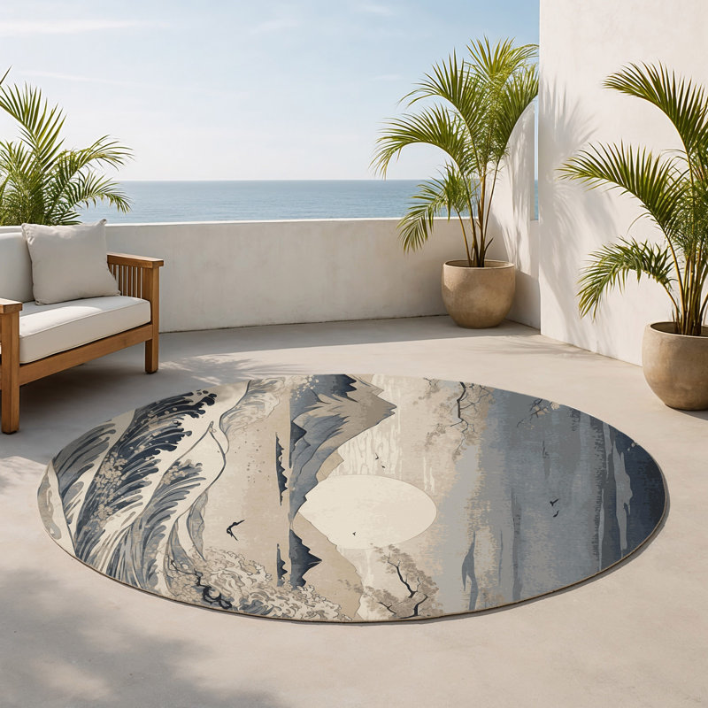 Tapis intérieur et extérieur Sakura Ripple, Rond 5 pi