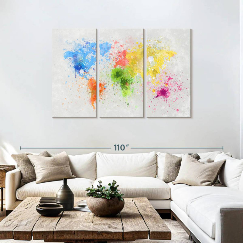 Aliaz Artistic World Map, 48" H x 74" W