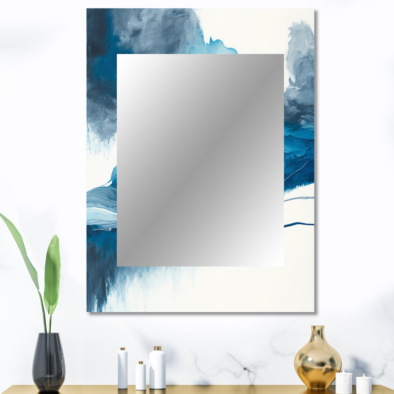«Through The Sapphire Blue Clouds V» - miroir à encre liquide, miroir mural bleu unique, impression d'art en métal