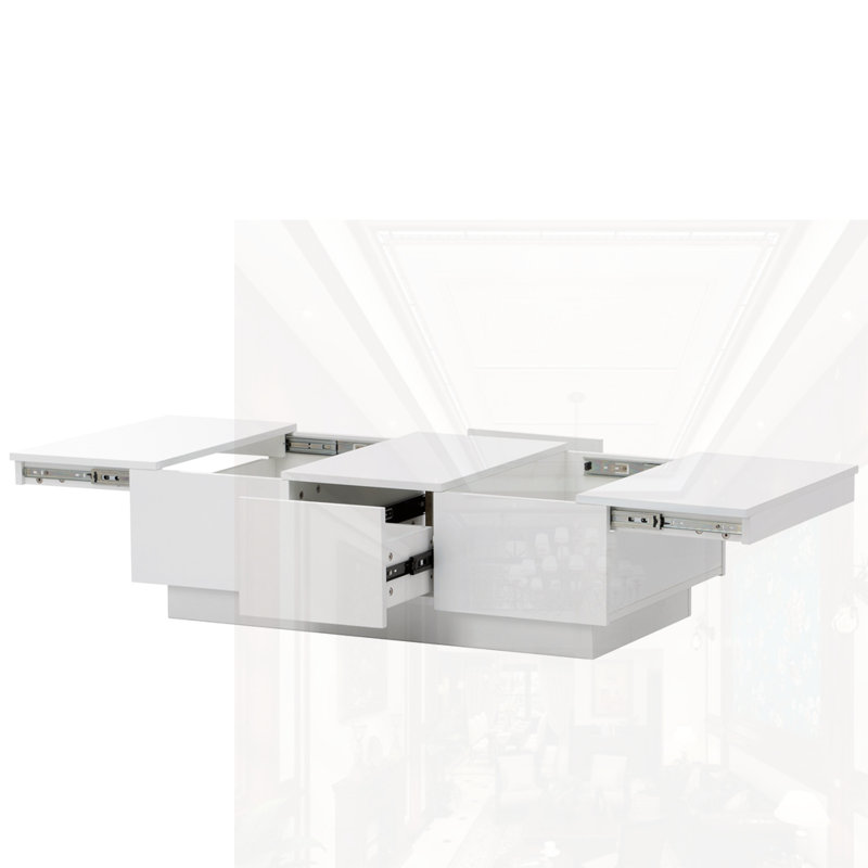 Coffee Table With 2 Large Hidden Storage Compartment, White