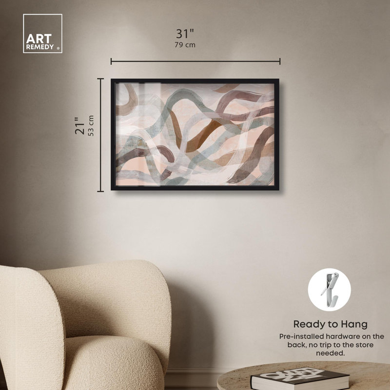 «Desert Trails Living Room» par Art Remedy, H 21 po x l 31 po, Noir