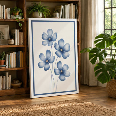 Blue Flowers Botanical - Wrapped Canvas