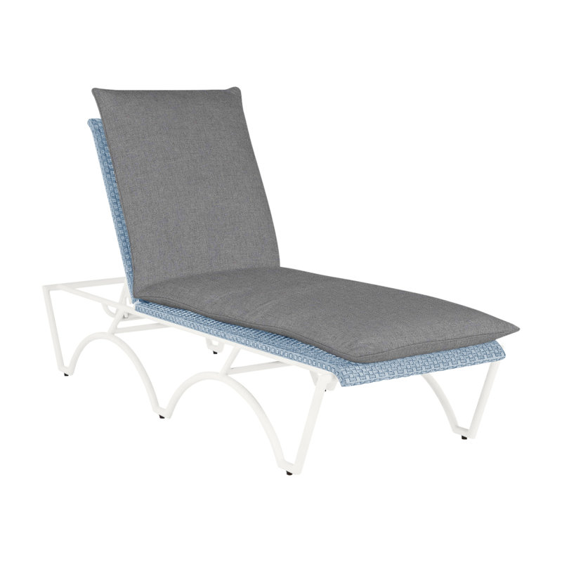 Savoy N-Dura Resin Wicker Outdoor Chaise Lounge, No Welt, Chalk/Chambray, Tweed Toffee
