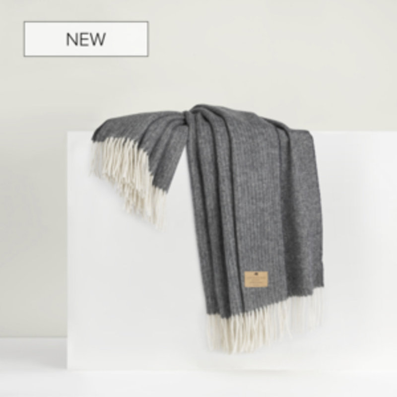 Pinstripe Cashmere/Lambswool Throw, Onyx