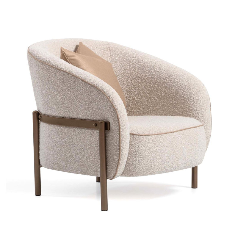 Lisbon Bouclé Accent Chair - Oyster/Matte Bronze
