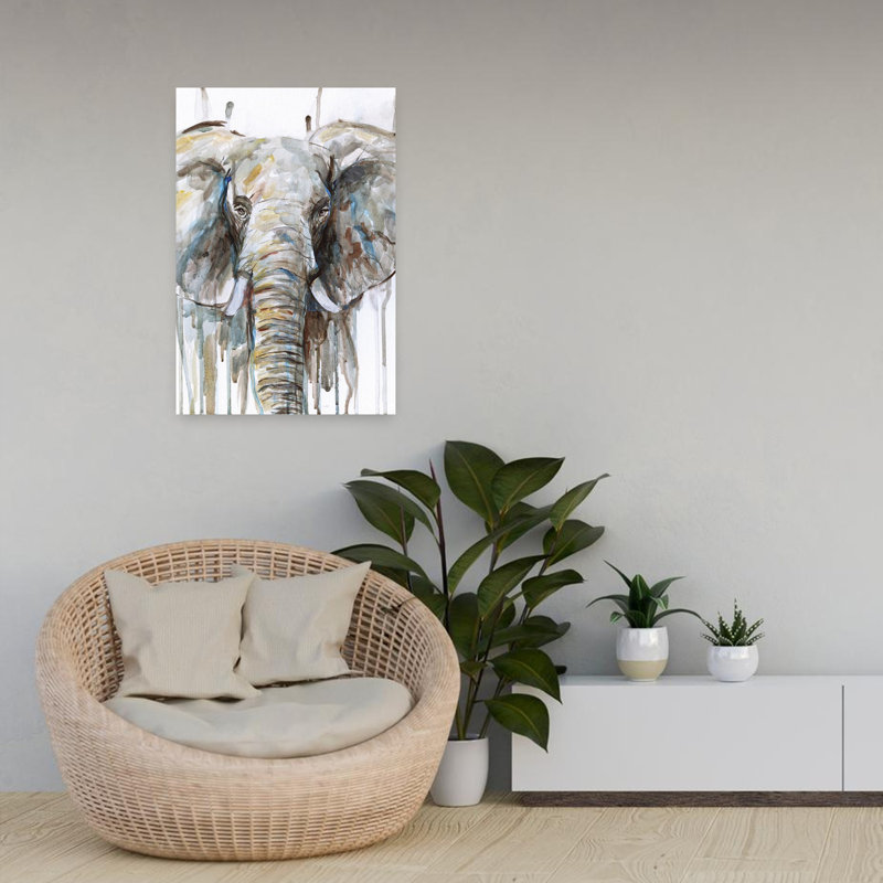 Art abstrait éléphant contemporain, H 24 po x l 16 po