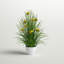 Cosmos jaune artificiel en pot et herbe verte.-902957901