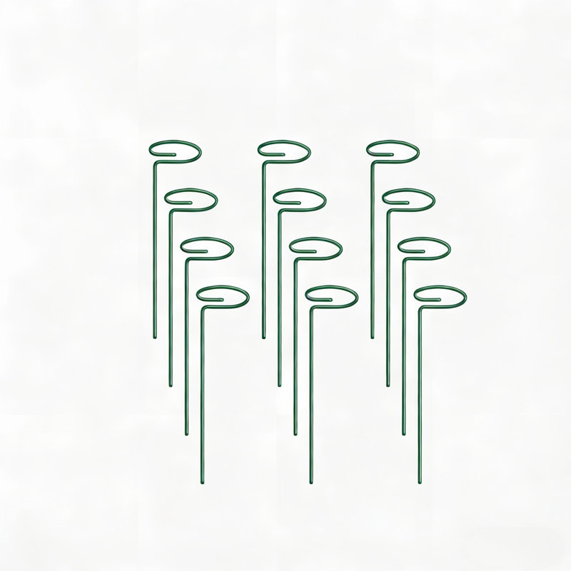 Piquets de support pour plante à tige simple en métal 16 po (ensemble de 12) - Support de jardin décoratif pour fleurs et légumes