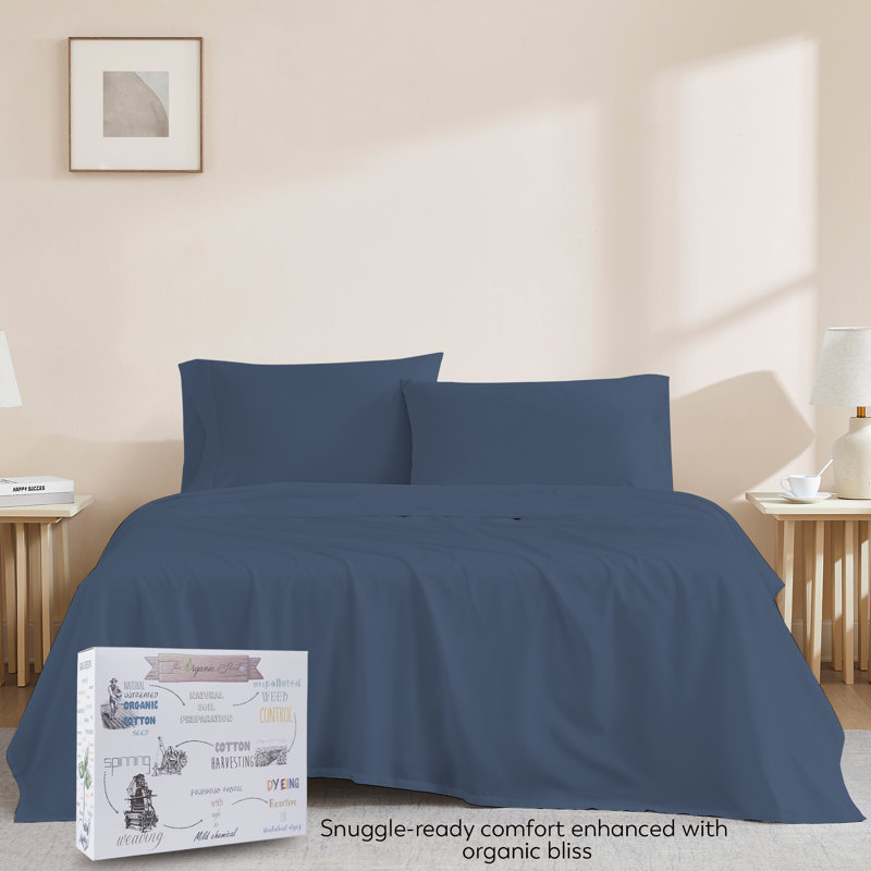 Ensemble de draps durables et légers 100% coton durable et respirant, Bleu marine, Très grand
