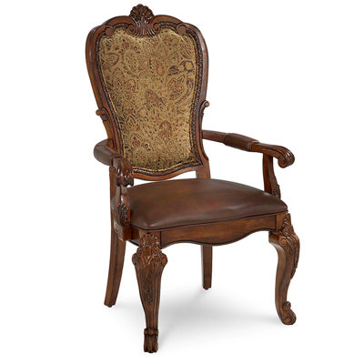 Old World 18.7'' H Genuine Leather Upholstered Armchair
