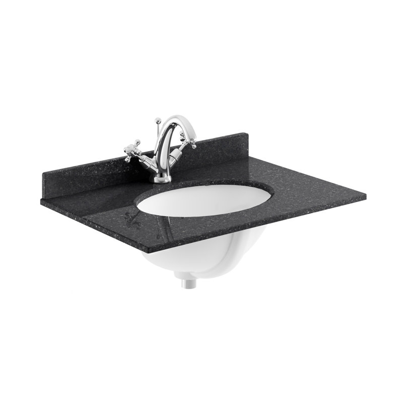 Nuie 620mm L x 463mm W Marble Oval Sink with Overflow, Black