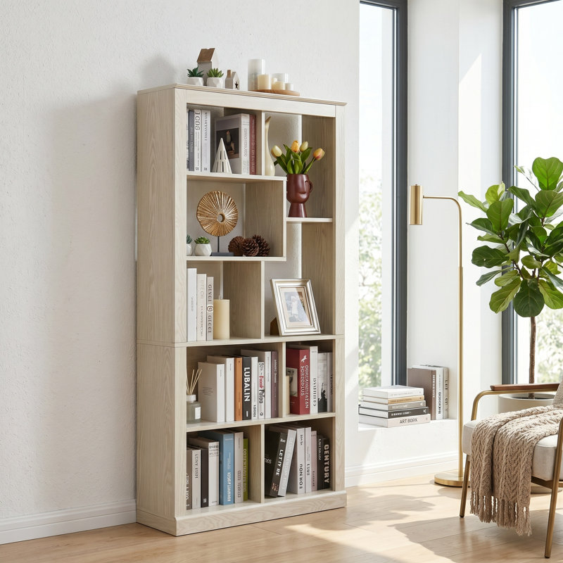 Bibliothèque modulaire ouverte avec rangement à compartiments multiples, White