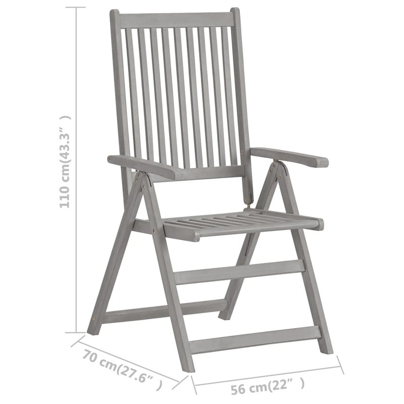 Chaise de patio en acacia avec coussin, Noir
