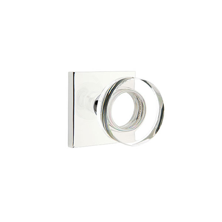 Privacy Modern Disc Crystal Knob with Square Rose