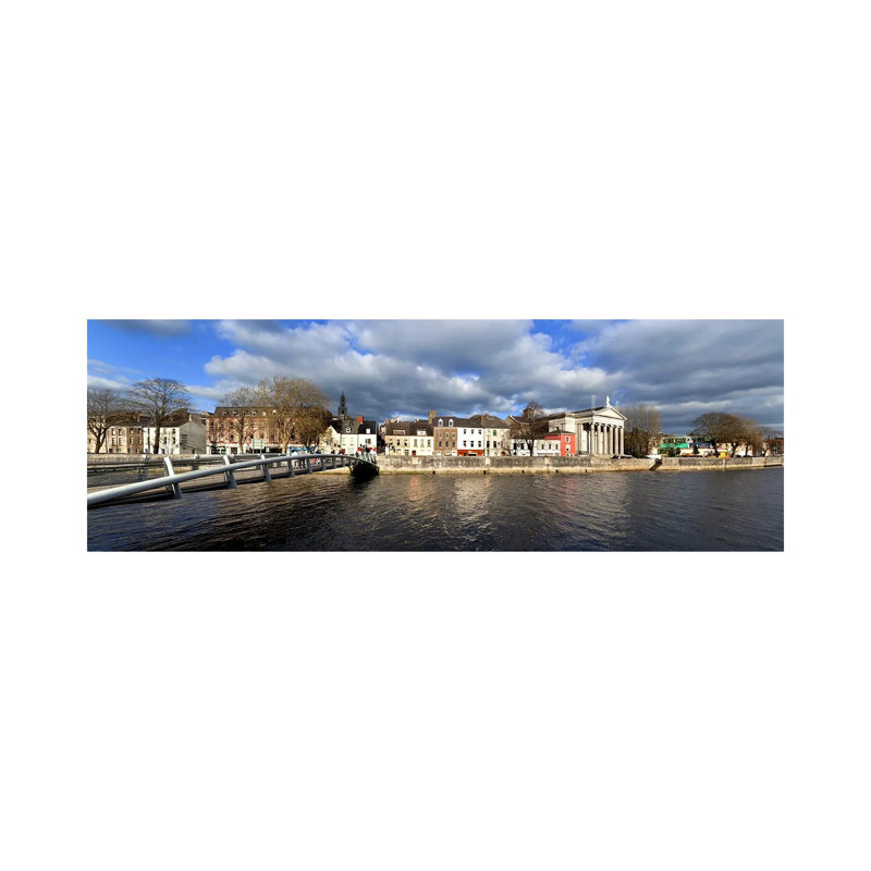 The Millenium Foot Bridge Over The River Lee,St Annes Church Behind, And St Mary's Church (Right),Cork City, Ireland by Panoramic Images - Wrapped Canvas Panoramic Print