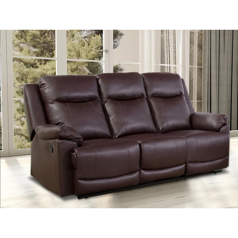 Almke 80.5'' Faux Leather Reclining Sofa, Brown
