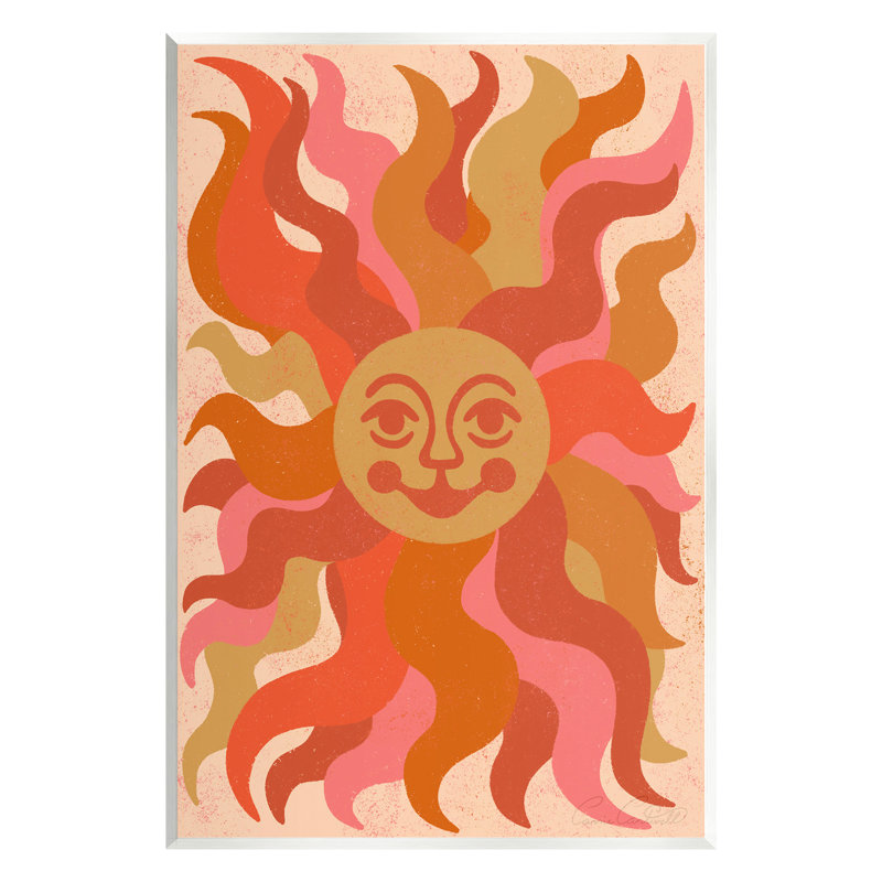Art mural céleste "Soleil souriant" par Carrie Cantwell, H 15 po x l 10 po x P 0,5 po, Bois sans cadre