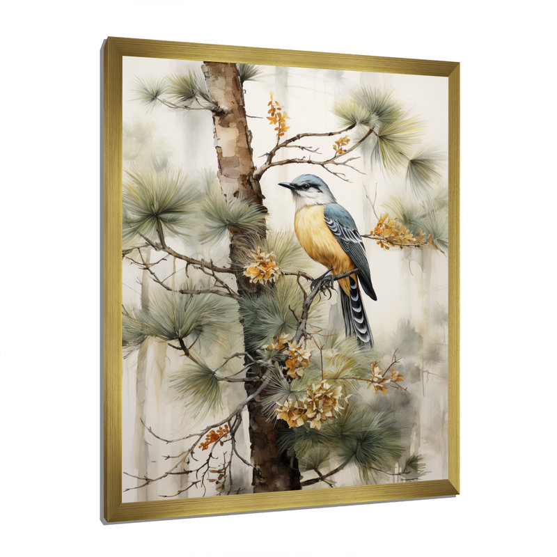 Forêt, gardiens du minimalisme III - décoration murale forêt, H 32 po x l 24 po x P 1 po, Cadre doré simple