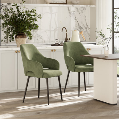Chaises de salle à manger rembourrées Modern Chenille, fauteuils d'appoint avec pieds en métal, dossier ergonomique
