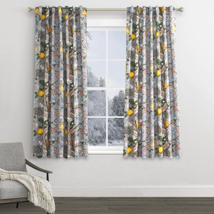Fancy Hummingbird Patterned  Room Darkening Curtain,Rod Pocket Back Tab Floral Drapes,Set of 2 (Set of 2)