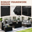 Ensemble de conversation pour patio en osier pour 6 personnes avec coussins, table basse et table de foyer d'extérieur 44 po Caradog-1396432010