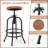 3-Piece Table & Chairs Set,  Bar Dining Cafe Pub Party, Industrial Black Metal & Rustic Brown Wood, X-Leg Rectangular Table, 2 Swivel Adjustable Barstools