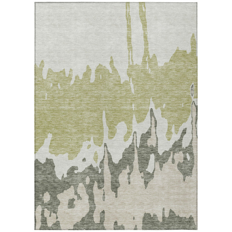 Tapis intérieur lavable abstrait 3 pi x 5 pi Sage