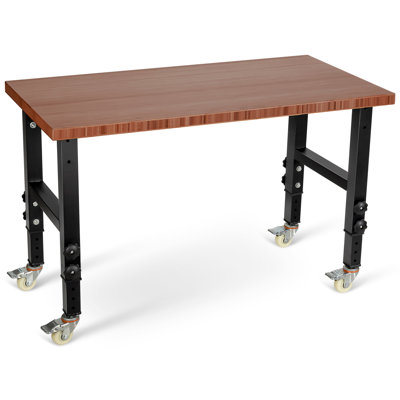 Falun 120cm W Manufactured Wood Top Height-Adjustable Workbench with Wheels