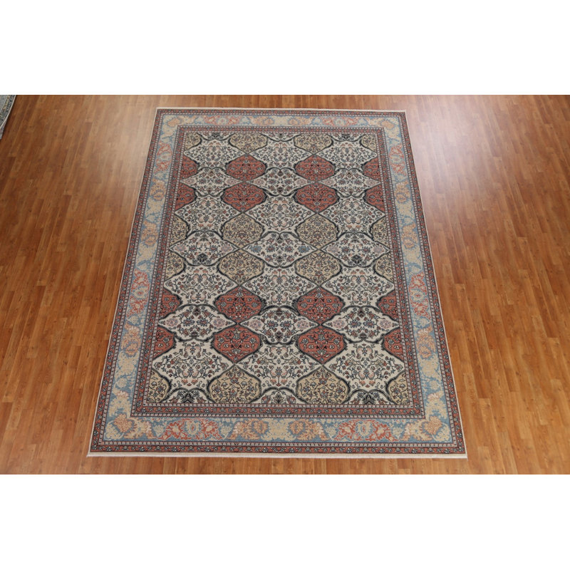 Tapis turc floral en laine Bakhtiari noué à la main 9 x 12