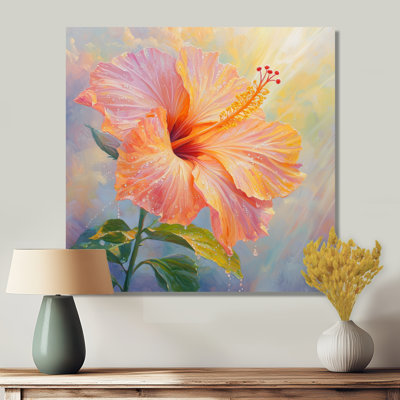 Watercolor Hibiscus In The Morning Dew - Floral Metal Wall Art, Hibiscus Metal Print
