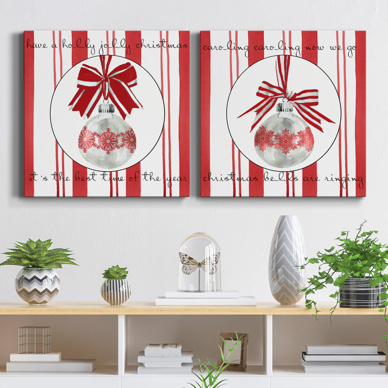 «Candy Cane Christmas I», ensemble de 2 reproductions sur toiles tendues, H 10 po x l 10 po x P 1 po