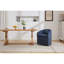 Fauteuil de salle à manger rotatif 360 ° en tissu de chenille avec coussin et roulettes, bleu pour l'intérieur-176255485