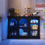 Buffet l 47,2 po avec 3 portes en verre, tablettes réglables, DEL et capteurs de corps humain-383691503