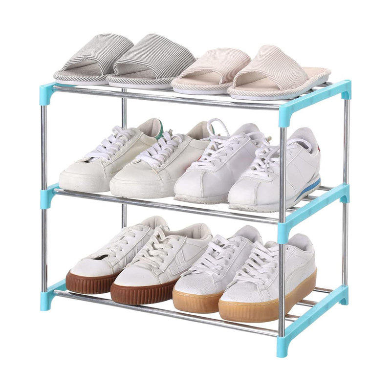 6 Pair Shoe Rack, Stainless Steel/Orange