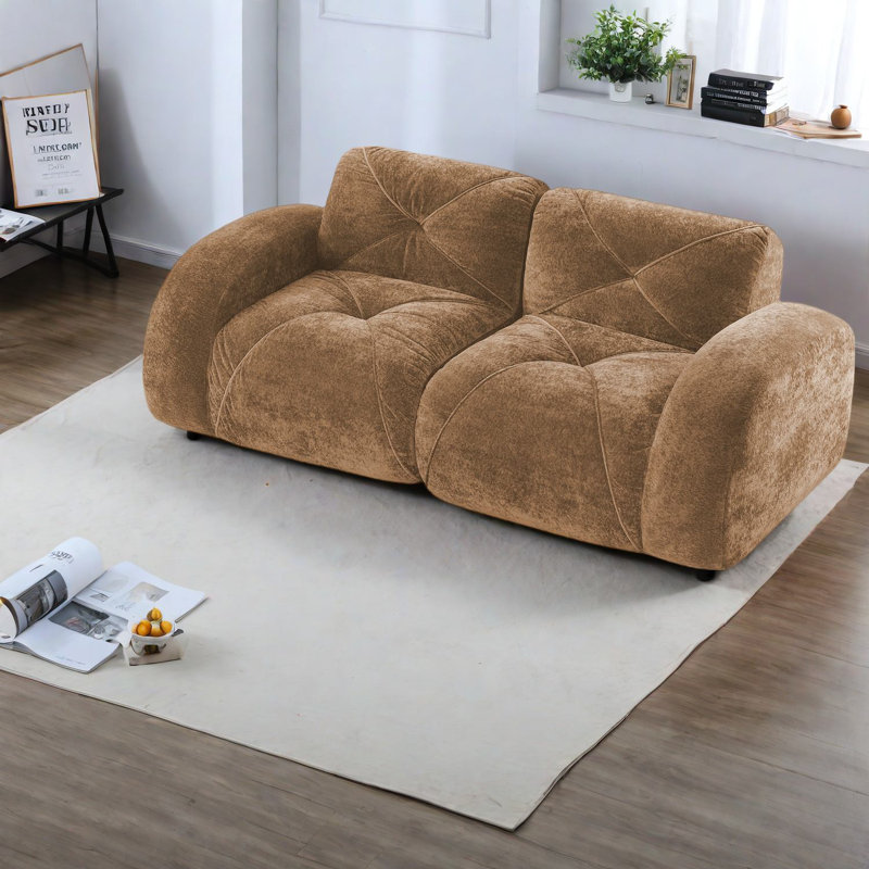 Canapés ergonomiques capitonnés à 2 places avec velours doux, aucun assemblage requis