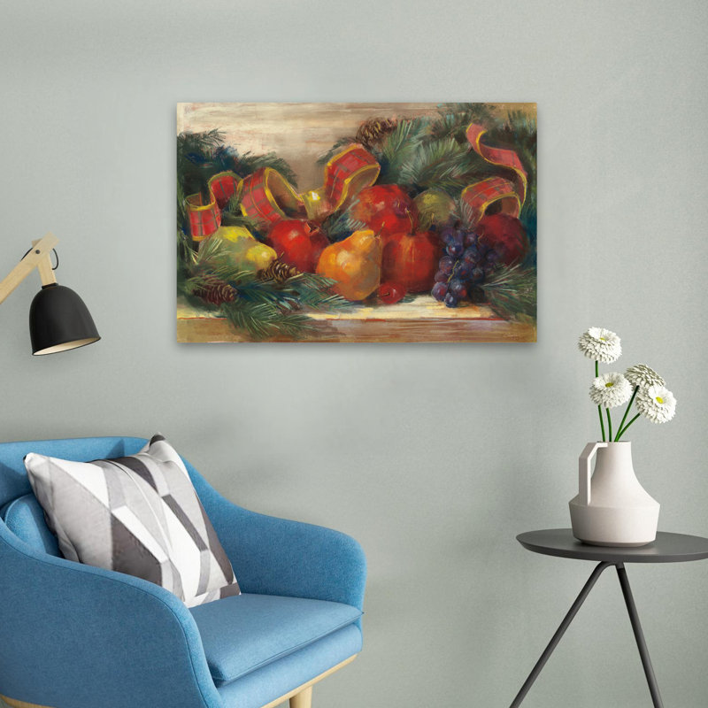 «Holiday Fruit» - art de Noël brun avec arc de pomme, H 16 po x l 24 po