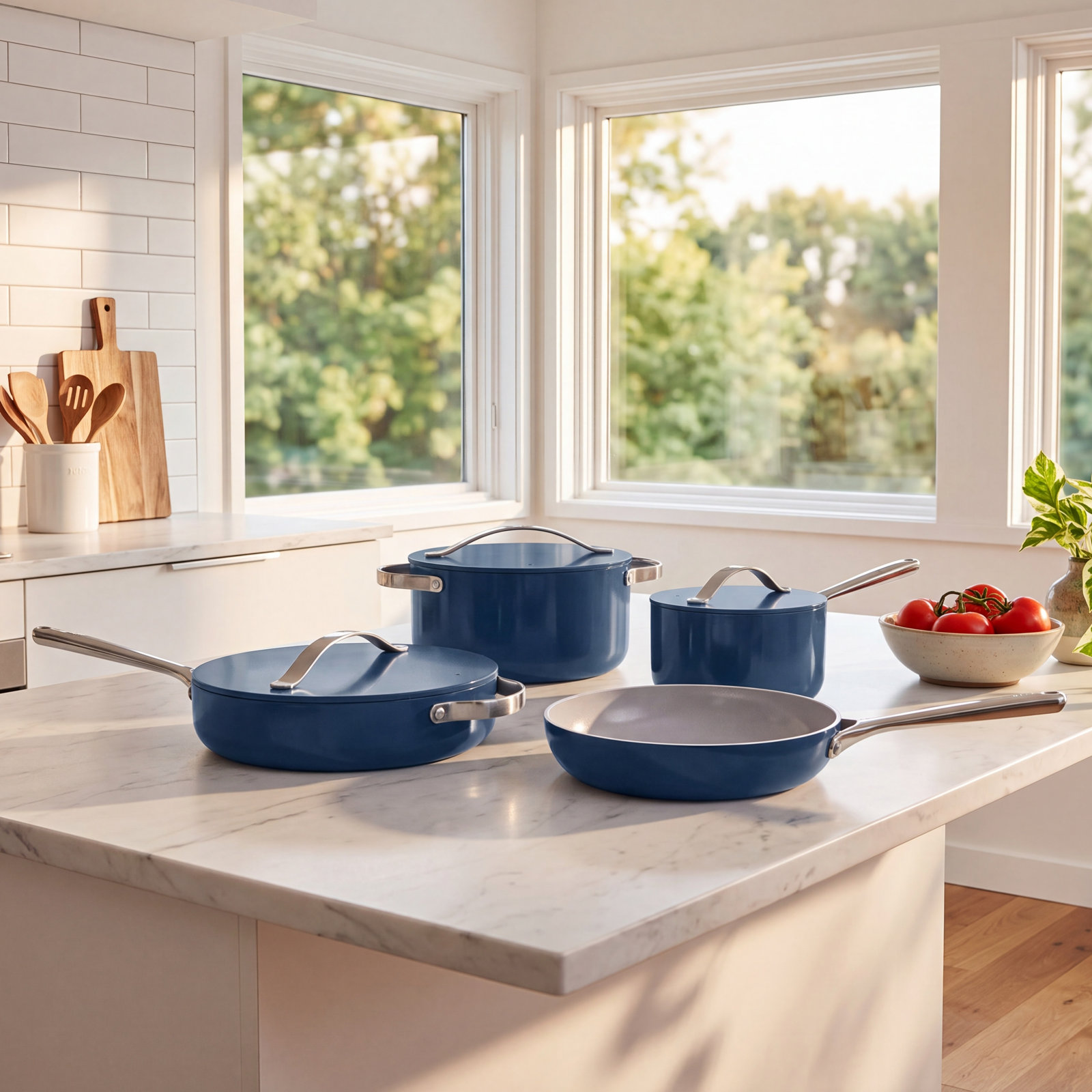 Caraway Ceramic Non-Stick Cookware Set, Navy