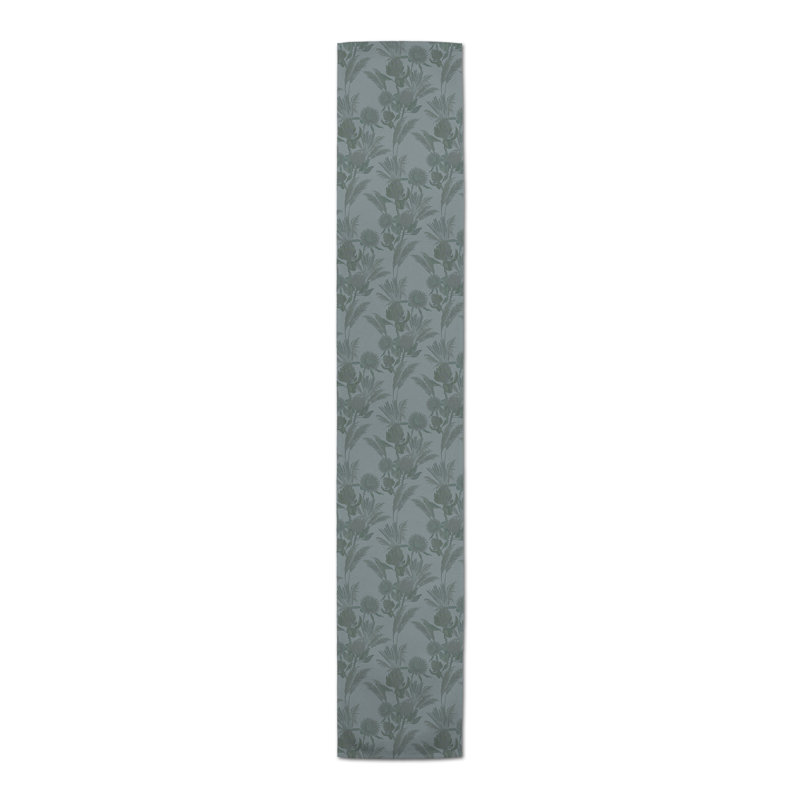 Rectangular Floral Table Runner, 90" x 16", Light Blue