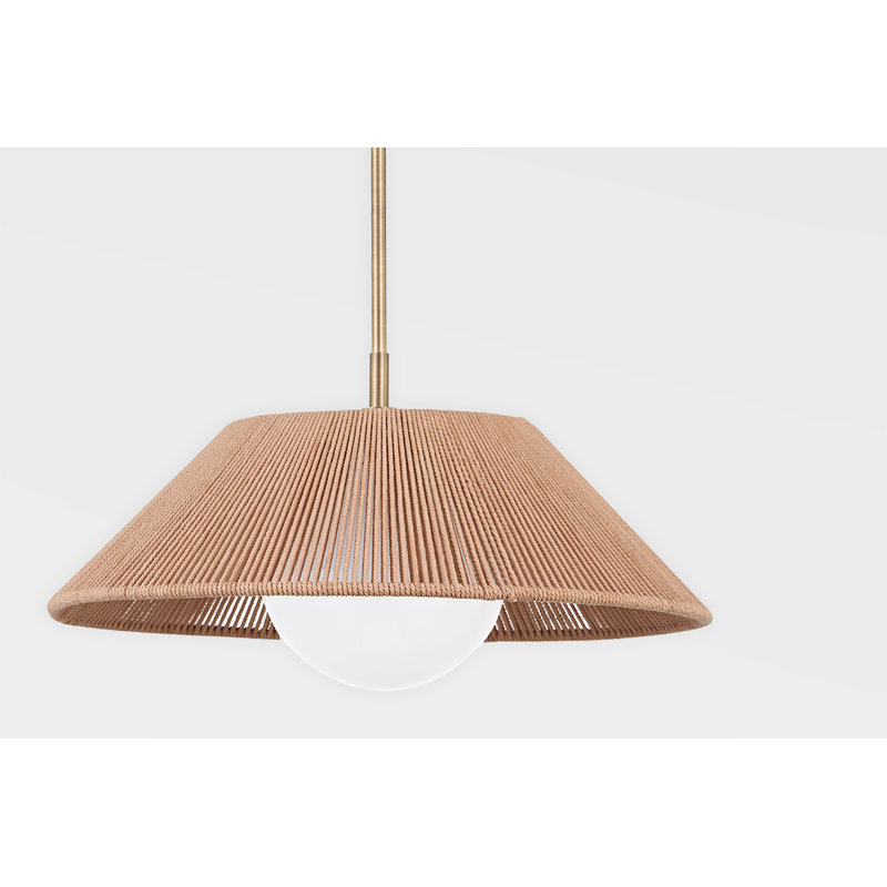 Grand luminaire suspendu 1 lumière Cameca Lisbon - laiton patiné, H 14,75 po x l 21 po x P 21 po