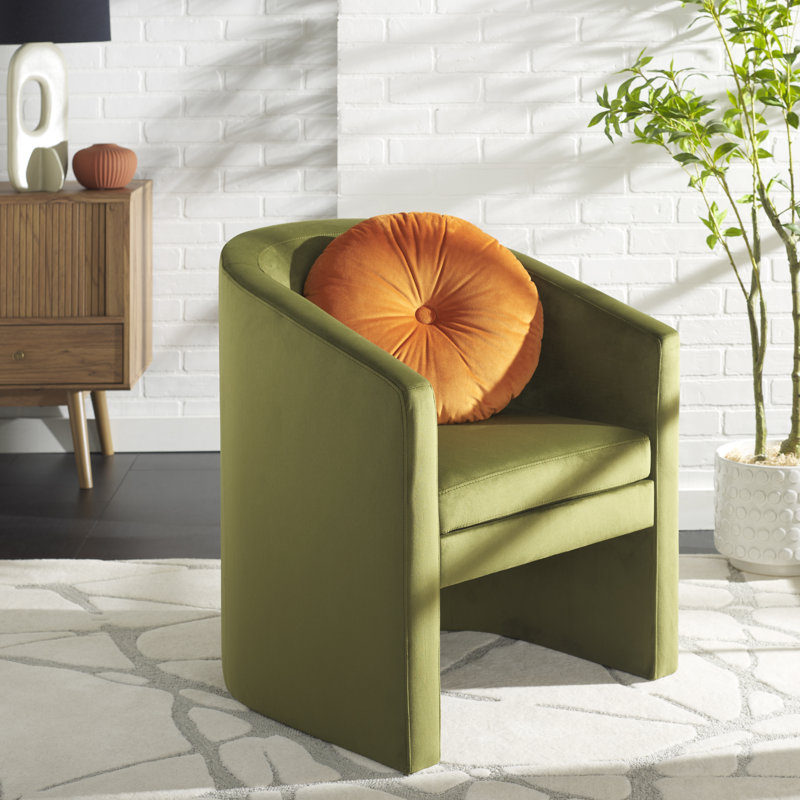 Fauteuil demi-tonneau en velours 24,4 po Ghina, Olive
