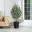 Adcock Faux Olive Tree with UV Protection, 2 Natural Tree Trunks, Large Decorative Potted Olive Tree-307165304-307165307